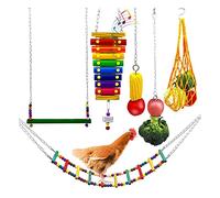 HOMEDEK , 6 Pieces for, Chicken Swing and Xylophone Toy, Parrot Chicken Colorful Ladder Toy