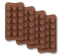 homEdge 15-Cavity Star Shaped Chocolate Mold, Set of 4PCS Non Stick Food Grade Silicone Mold for Candy Chocolate Jelly, Ice Cube