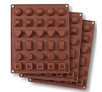 homEdge 30-Cavity Chocolate Mold, 3 Packs Non Stick Food Grade Silicone Chocolate Candy Jelly Mold - 6 Styles