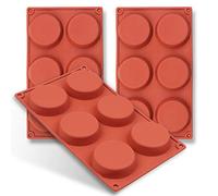 homEdge 6-Cavity Disc Shape Silicone Mold, 3 Packs Disc Cake, Gustard, Resin Coaster, Tart, Handmade Soap Molds-Brown