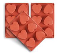 homEdge 6-Cavity Heart Silicone Mould, 3 Packs Heart Shape Moulds for Making Handmade Soap, Chocolate, Soap Candles and Jelly-Brown