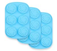 homEdge 6-Cavity Silicone Flowers Shaped Mold, Set of 3PCS Non Stick Food Grade Silicone Jumbo Rose Mold for Candy Chocolate Jelly, Ice Cube - Roses