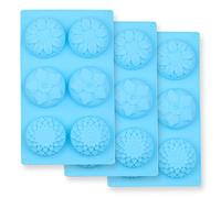 homEdge 6-Cavity Silicone Flowers Shaped Mold, Set of 3PCS Non Stick Food Grade Silicone Mixed Sunflowers, Daisy Mold for Candy Chocolate Jelly, Ice Cube - 3 Styles Flowers