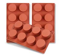 homEdge 8-Cavity Cylinder Silicone Mould, 3 Packs Cylinder Moulds for Making Handmade Soap, Chocolate, Soap Candles and Jelly-Brown