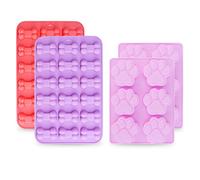 homEdge Jumbo Puppy Dog Paw (6 Cavity) and Bone Molds, Non-Stick Food Grade Silicone Dog Treats Molds, Silicone Mold for Chocolate, Candy, Jelly, Ice Cube, Dog Treats (Set of 4PCS)