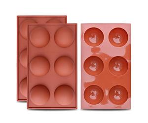 homEdge Large 6-Cavity Semi Sphere Silicone Mold, 3 Packs Baking Mold for Making Chocolate, Cake, Jelly, Dome Mousse