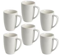 homEdge Porcelain Mug Set, 360 ml Cup for Tea, Latte, Mocha, Hot Chocolate, Set of 6, White