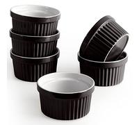 homEdge Porcelain Ramekins Set, 240 ml / 8 Fl Ounces Ice Cream Bowl, Creme Brûlée Ramekins Soufflé Cup for Baking, Set of 6 Black