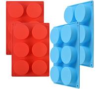 homEdge Silicone Cylinder Candy Mould, Round Chocolate Cover Mould for Making Muffin Cookies Cupcake Sandwich Pudding Brownie Cake-Blue and Red