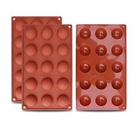 homEdge Small 15-Cavity Semi Sphere Silicone Mold, 3 Packs Baking Mold for Making Chocolate, Cake, Jelly, Dome Mousse