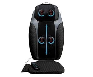 HoMedics 2-in-1 Shiatsu Massager and Cordless Cushion - Two Massage Components targeting Full-Body Coverage with Isolated Massage functionality Black