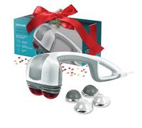 Homedics Back Massager - Heated Automatic Percussion Back, Body and Neck Massager with Duel Pivoting Heads, Interchangeable Nodes, for Shoulders, Legs and Feet, White