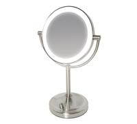 Homedics Magnified LED Rotating Beauty Mirror, Double Sided, Stainless Steel