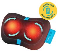 HoMedics Shiatsu Portable Massage Pillow with Heat - Lower Back, Neck & Shoulder Deep Tissue Muscle Massager with 4 Rotating Nodes, 2 Directions, Heated Massage Cushion, Muscle Discomfort Ease