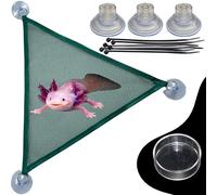 Homedy Crafts Axolotl Hammock with Feeder Dish - Mesh Resting Spot for Aquariums, Suction-Cup Mount, Easy-Clean Tank Accessories & Decor for Axolotl Habitats (Green, S)