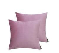 HOMEE Velvet Cushion Covers 45 x 45 CM Soft Decorative Square Throw Pillow Covers for Sofa Bedroom with Invisible Zipper 18x18 Inch (Pack of 2) Pink