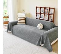 Homeeden Chenille Sofa Large Throw Blanket For 3 4 Seater Settees- Extra Large Sofa Throw Cover L Shape, Luxury Soft Throw for Armchair Couch and Bed.230x380cm Light Grey