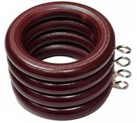 Homeelabador 24 X Premium 35mm Mahogany Colour Solid Wood Curtain Pole Rings With Eyelets For Curtain Poles