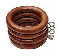 Homeelabador 24 X Premium 35mm Oak Colour Solid Wood Curtain Pole Rings With Eyelets For Curtain Poles