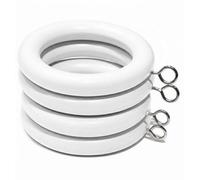 Homeelabador 24 X Premium 45mm White Colour Solid Wood Curtain Pole Rings With Eyelets For Curtain Poles