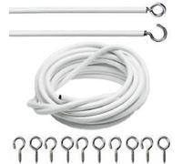 HomeElabador 2M 3M 4M 5M WHITE CURTAIN WIRE CORD CABLE WITH FREE HOOK AND EYE FITTINGS (5 M)