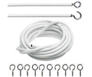 HomeElabador 2M 3M 4M 5M WHITE CURTAIN WIRE CORD CABLE WITH FREE HOOK AND EYE FITTINGS (5 M)