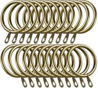 Homeelabador 30mm Brass Colour Curtain Pole Rod Rings With Eyelet - Pack Of 12