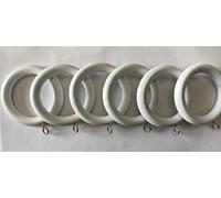 HomeElabador®38mm Wooden Curtain Hook Rings with Eyes Colour Coated (White, 24)
