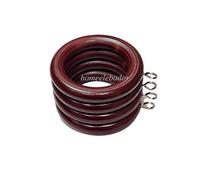 HomeElabador Wooden Curtain Hanging Ring Hooks with Eyes 24-Piece, 45 mm Internal Diameter, Mahogany Red
