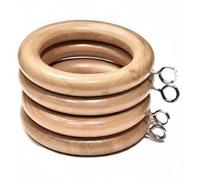 Homeelabador 48 X Premium 45mm Natural Wood Colour Solid Wood Curtain Pole Rings With Eyelets For Curtain Poles