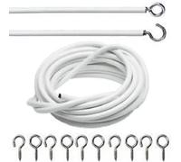 HomeElabador 4M White Curtain Wire Cord Cable with Free Hook and Eye Fittings Net Curtain Kit 4 Meter Curtain Rail Wire Cord with Hooks for Window Curtain Hanging Net Curtains & Pictures.