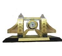 HomeElabador Crystal Glass Big Ben Metallic Souvenir Tower Clock with Changing Lights 19 cm Height