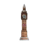 HomeElabador Crystal Glass Big Ben Metallic Souvenir Tower Clock with Changing Lights 19 cm Height (Rose Gold)