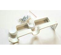 HomeElabador Curtain Pole Bracket Double Rod Holder Heavy Duty Metal (2 pieces) (White)