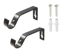 HomeElabador®Curtain Pole Rod Bracket Pipe Holder Heavy Duty Drapery Ring Hook Sturdy Metal Alloy 19mm Curtain Brackets (Black)