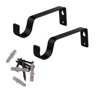 HOMEELABADOR®Curtain Pole Rod Bracket Pipe Holder Heavy Duty Drapery Ring Hook Sturdy Metal Alloy Curtain Brackets 19mm(Black S Hook)