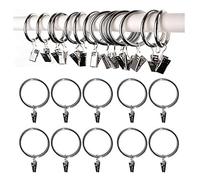 Homeelabador® Metal Curtain Rings for Hanging Curtains attaching clips or Hooks (28mm with Clips x10, Silver)