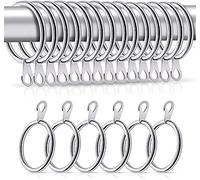 Homeelabador® Metal Curtain Rings for Hanging Curtains with eyelets for attaching clips or Hooks (45mm x 12, Silver)