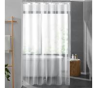 HomeElabador PEVA Shower Curtain for Bathroom 177CM X 182CM, Transparent Bathroom Liner with 12 Plastic Curtain Hooks Water Repellent, Mildew Resistant Waterproof Bathroom Shower Curtains