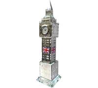 HomeElabador Silver London Big Ben Souvenir Tower Clock with Changing Lights 19 cm Height UK British Collectable Display Elegant Home & Office Décor