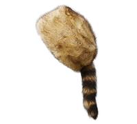 homeemoh Faux Fur Raccoon Tail Hat for Women Men, Faux Coonskin Cap with Tail Flat Top Winter Hat, Raccoon Tail, One Size, Raccoon Tail, One size