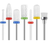 Homeet 7Pcs Ceramic Nail Drill Bit Set, 3/32 Inch Ceramic Drill Bits for Cuticle Electric Nail Cutter, for Acrylic Gel Nails Cuticle Manicure Pedicure