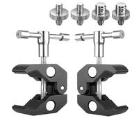 Homeet Pack of 2 Super Clamp Tripod Clamp with 1/4 and 3/8 Thread Screw Adapter, Camera Mount Clamp Articulated CNC Magic Arm for Cameras, Flash Light, Tripod, LCD/DV Monitor, LED Lights