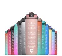 HOMEEX 1 Litre Motivational Fitness Sport Water Bottles with Straw & Time Maker, BPA-free Plastic Drink Bottle 1l Design for Girls, Boy Running,cycling (Spout 1000ml Tan)