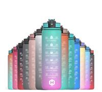 HOMEEX 1 Litre Motivational Fitness Sport Water Bottles with Straw & Time Maker, BPA-free Plastic Drink Bottle 1l Design for Girls, Boy Running,cycling (Spout 1000ml Mermaid)