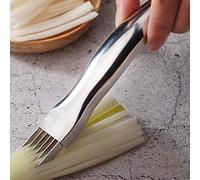 homeey Green Onion Knife Stainless Steel Chopped Spring Onion Slicer, Scallion Cutter Shred Knife for Green Onion Cucumber Kiwi Potato, Multi-Functional Kitchen Gadgets, Silver
