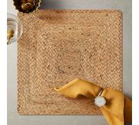 HOMEFABLE Set of 4 Braided Jute 38X38 CMs Square Placemats - 100% Jute 4 piece set - Eco-Friendly Hand Crafted Rustic Vintage Style Dining Table/Shelves - Natural Beige Placemats