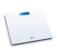 HomeFashion HFitness 28x28cm 180KG Digital Bathroom Scale Weighing Scales For Body Weight Backlit Display Weight Management White