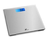 HomeFashion HFitness 28x28cm 180KG Digital Bathroom Scale Weighing Scales For Body Weight Backlit Display Weight Management Silver