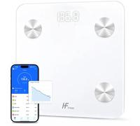 HomeFashion HFitness Smart Bathroom Scales for Body Weight, Bluetooth Body Fat Scale with 19 Body Composition Metrics, Digital Weighing Scale, BMI, Muscle Mass, Bone Mass, iOS & Android App White